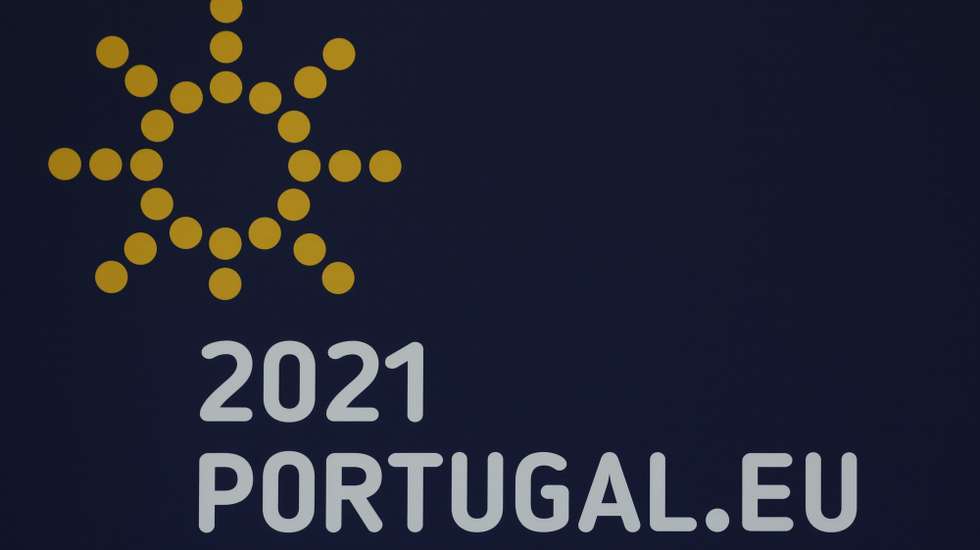 Logotipo da presidência portuguesa da União Europeia, Lisboa, 30 de dezembro de 2020. ANTÓNIO COTRIM/LUSA