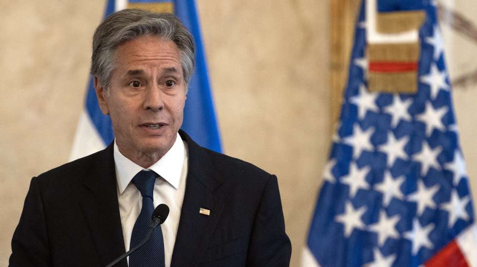 epa11589983 US Secretary of State Anthony Blinken speaks during a news conference after a meeting with the President of Dominican Republic Luis Abinader (out of frame) in the National Palace in Santo Domingo, Dominican Republic, 06 September 2024. Blinken is going to hold encounters with the re-elected president to speak about matters as security and the necessity of normalizing the relations between Santo Domingo and Port-Au-Prince.  EPA/ORLANDO BARRIA