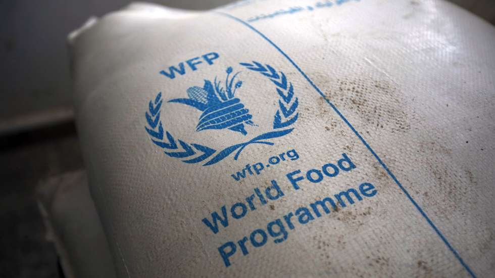 epa08731081 (FILE) - Food rations provided by the World Food Programme (WFP) sit at an aid distribution center in Sana'a, Yemen, 11 February 2020 (reissued 09 October 2020). The 2020 Nobel Peace Prize has been awarded to World Food Programme, the  Norwegian Nobel Committee announced in Oslo.  EPA/YAHYA ARHAB *** Local Caption *** 55868814
