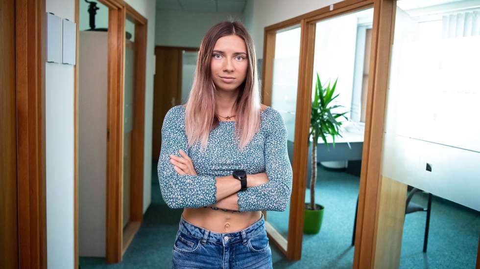 epa09407117 Belarusian sprinter Krystsina Tsimanouskaya poses for a photo during an interview with the Polish Press Agency in Warsaw, Poland, 07 August 2021 (issued 09 August 2021). Defected Belarusian Olympic sprinter Krystsina Tsimanouskaya landed 04 August in Warsaw  on a flight from Vienna, where she arrived from the Olympic Games in Tokyo. Tsimanouskaya, who refused to board a plane to Belarus in Tokyo after being expelled from the Belarusian Olympic squad for critical remarks about a coach, was admitted to the Polish embassy in Tokyo. Poland's prime minister Mateusz Morawiecki said Tsimanouskaya could count on "support and solidarity from Poland". Tsimanouskaya and her husband have been granted Polish humanitarian visas.  EPA/Andrzej Lange POLAND OUT