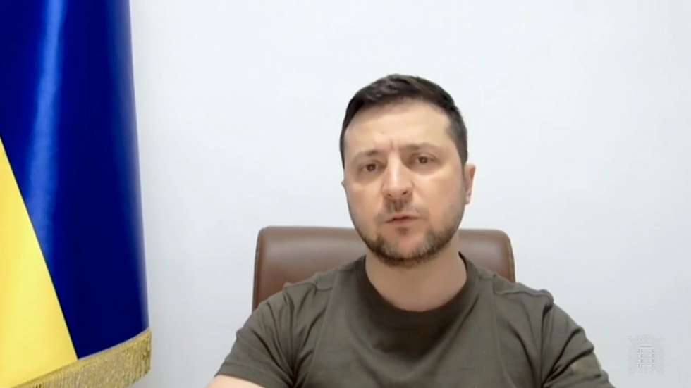 epa09810580 A still image taken from a handout video released by the UK Parliament shows Ukrainian President Volodymyr Zelensky addressing via video-link the House of Commons about the situation in Ukraine, in London, Britain, 08 March 2022.  EPA/UK PARLIAMENTARY RECORDING UNIT HANDOUT -- MANDATORY CREDIT: UK PARLIAMENTARY RECORDING UNIT -- HANDOUT EDITORIAL USE ONLY/NO SALES