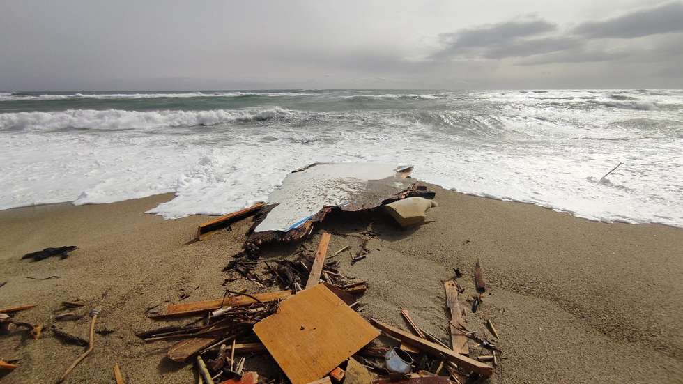 epa10492130 Debris wash ashore following a shipwreck, at a beach near Cutro, Crotone province, southern Italy, 26 February 2023. Italian authorities recovered at least 40 bodies on the beach and in the sea near Crotone, in the southern Italian region of Calabria, after a boat carrying migrants sank in rough seas near the coast, ANSA reported on 26 February. About forty people survived the accident, Italian firefighters added. Authorities fear the death toll will climb as rescuers look for survivors.  EPA/GIUSEPPE PIPITA