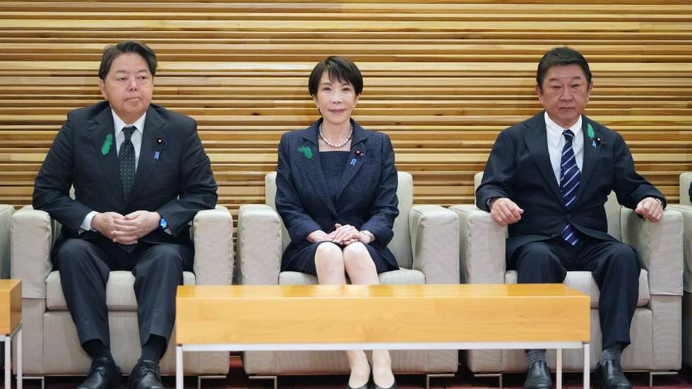 epa12903663 Japan Prime Minister Sanae Takaichi attends a Cabinet meeting at the Prime Minister’s Office in Tokyo, Japan, 21 April 2026. The government said it revised the operational guidelines for the Three Principles on Transfer of Defense Equipment and Technology, allowing Japan to export equipment with lethal or destructive capabilities such as fighter aircraft and destroyers.  EPA/JIJI PRESS JAPAN OUT EDITORIAL USE ONLY/