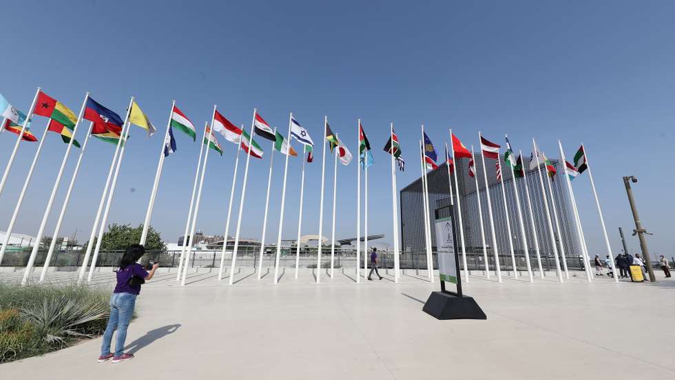 epa09499150 People visit the EXPO site during the first day of of EXPO 2020 Dubai in Gulf emirate of Dubai, United Arab Emirates on 01 October 2021. 192 countries will participate with their pavilions in EXPO 2020 Dubai, the first international Expo in the Middle East, Africa and South Asia (MEASA) region, which will take place from 01 October 2021 to 31 March 2022.  EPA/ALI HAIDER
