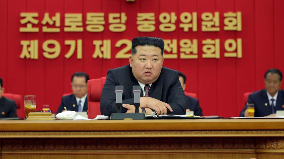 epa13057680 A photo released by the official North Korean Central News Agency (KCNA) shows North Korean leader Kim Jong Un (C) speaking during the Second Plenary Meeting of the Ninth Central Committee of the Workers' Party of Korea (WPK) held from 20-22 June 2026 in Pyongyang, North Korea (issued 23 June 2026). According to KCNA the three-day political gathering concluded with a resolution to accelerate the development of the country's nuclear technologies and strengthen its defense capabilities.  EPA/KCNA  EDITORIAL USE ONLY
