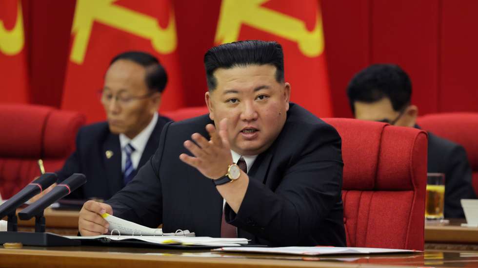 epaselect epa13057679 A photo released by the official North Korean Central News Agency (KCNA) shows North Korean leader Kim Jong Un (C) speaking during the Second Plenary Meeting of the Ninth Central Committee of the Workers' Party of Korea (WPK) held from 20-22 June 2026 in Pyongyang, North Korea (issued 23 June 2026). According to KCNA the three-day political gathering concluded with a resolution to accelerate the development of the country's nuclear technologies and strengthen its defense capabilities.  EPA/KCNA  EDITORIAL USE ONLY