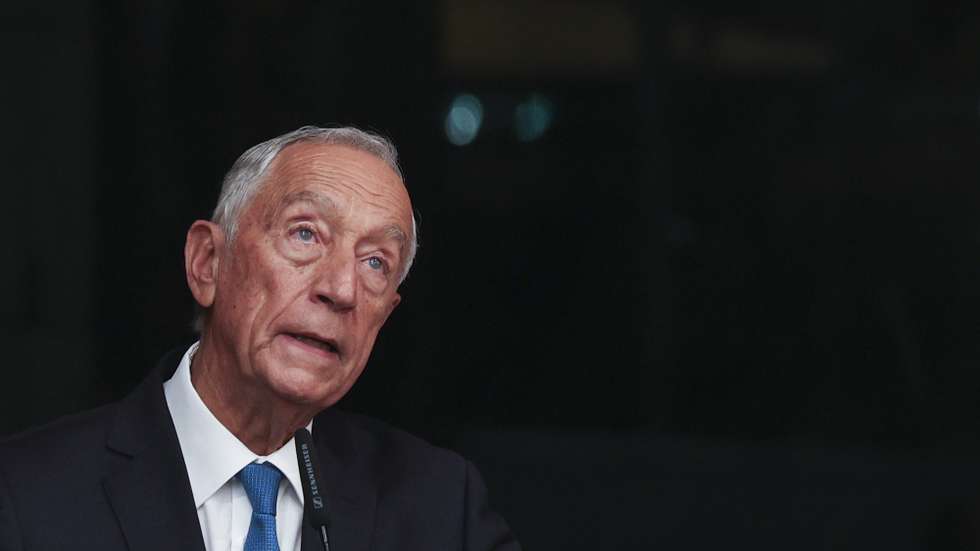 O Presidente da República, Marcelo Rebelo de Sousa, discursa durante a apresentação do livro de memórias de Eduardo Ferro Rodrigues "Assim vejo a minha vida" no Centro Cultural de Belém, Lisboa, 23 de outubro de 2023. TIAGO PETINGA/LUSA