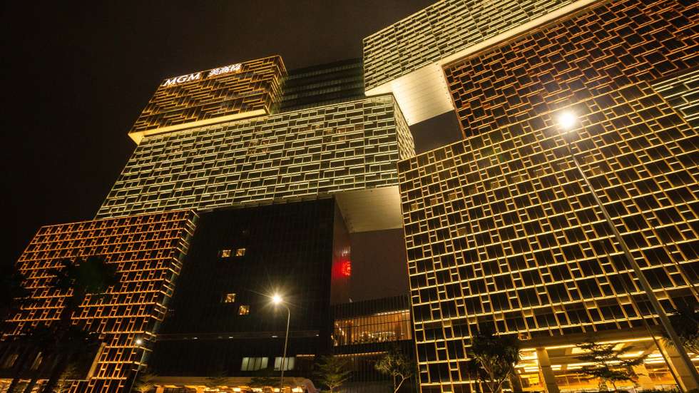 epa08192458 Exterior view of MGM casino which has to close for two weeks from midnight tonight as a precaution against coronavirus in Macao, China, 04 February 2020. Macau Government announced that the casinos will close for two weeks from midnight in order to halt the outbreak of the new coronavirus, which has already infected ten people in the territory.  EPA/CARMO CORREIA
