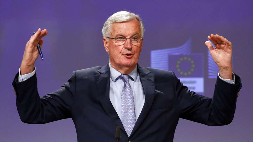 epa08423933 European Commission&#039;s Head of Task Force for Relations with the United Kingdom, Michel Barnier gestures during a press conference following the third round of EU - UK Brexit negotiations in Brussels, Belgium, 15 May 2020.  EPA/FRANCOIS LENOIR / POOL