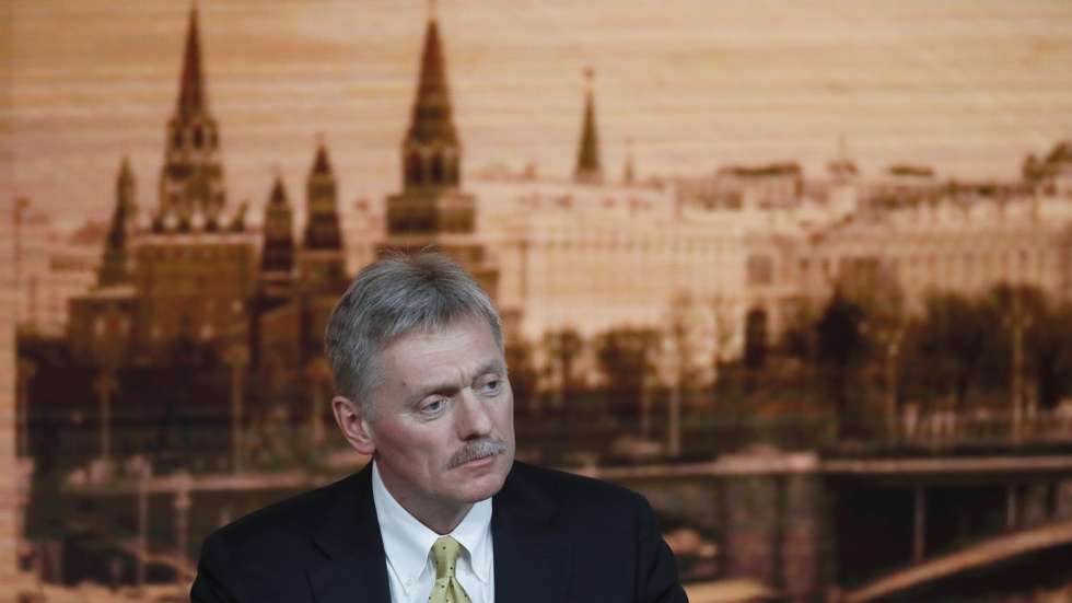 epa08416803 (FILE)  Kremlin spokesman Dmitry Peskov attends Russian President Vladimir Putin's annual life-broadcasted news conference with Russian and foreign media at the World Trade Center in Moscow, Russia, 19 December 2019 (reissued 12 May 2020). According to reports on 12 May, Kremlin spokesman Dmitry Peskov was hospitalised after testing positive for coronavirus COVID-19.  EPA/YURI KOCHETKOV *** Local Caption *** 55719978
