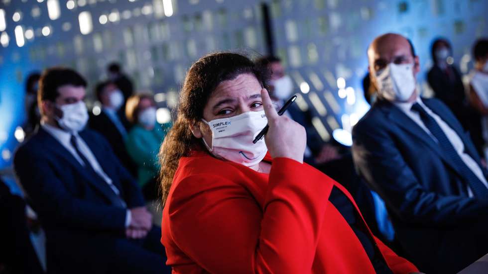 A ministra da modernização do estado e da administração pública, Alexandra Leitão, durante a apresentação do Simplex’20-21, em Lisboa, 15 de julho de 2020. RODRIGO ANTUNES/LUSA
