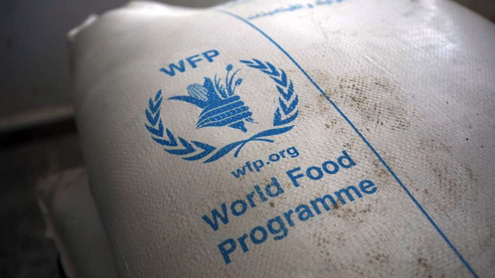 epa08731081 (FILE) - Food rations provided by the World Food Programme (WFP) sit at an aid distribution center in Sana'a, Yemen, 11 February 2020 (reissued 09 October 2020). The 2020 Nobel Peace Prize has been awarded to World Food Programme, the  Norwegian Nobel Committee announced in Oslo.  EPA/YAHYA ARHAB *** Local Caption *** 55868814