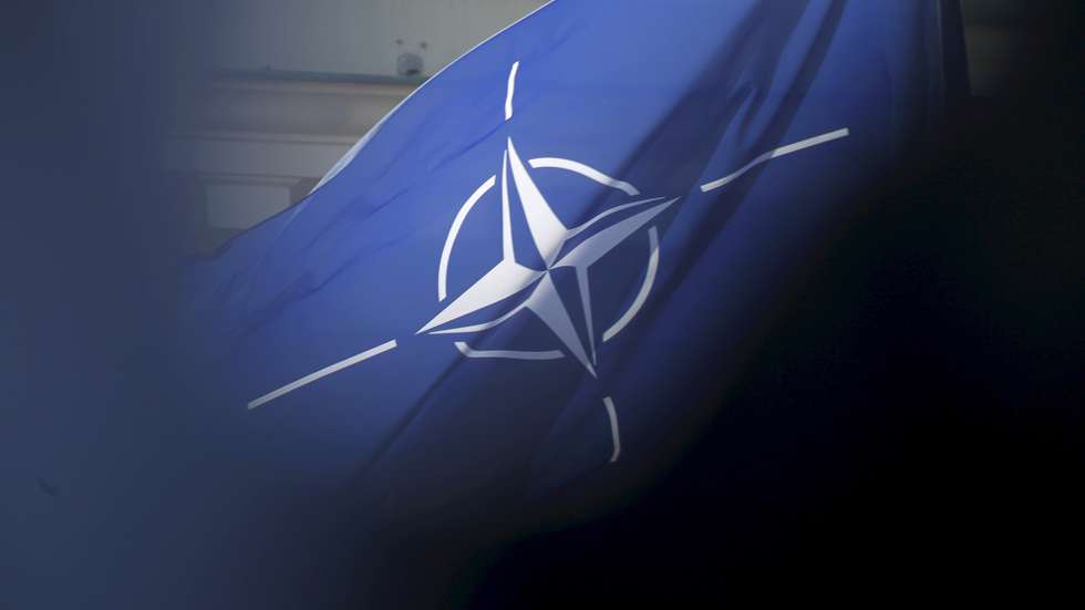 epa07473022 NATO flag during festive public event, the open-air ceremony '15 Years Safe and Secure with NATO!' in Vilnius, Lithuania, 30 March 2019. Lithuania celebrates the 15th anniversary of its membership in NATO.  EPA/Toms Kalnins