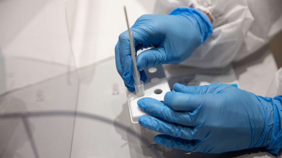 epa08897468 A health worker conducts a rapid coronavirus disease (COVID-19) test on a swab sample, in Bologna, northern Italy, 21 December 2020. Starting from 21 December, rapid tests (free of charge for teachers, students and school staff), which give a result in about 15 minutes, will be available in pharmacies as part of a second screening campaign, always voluntary and free, wanted by the Emilia-Romagna Region to strengthen the fight against the coronavirus pandemic, media reported.  EPA/MAX CAVALLARI