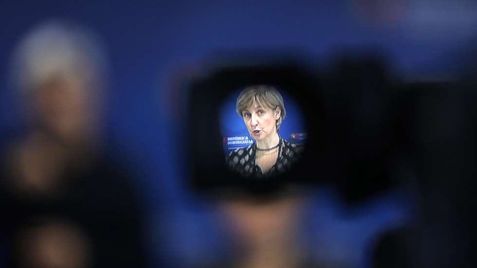 A ministra da Saúde, Marta Temido fala aos jornalistas sobre o Plano de Vacinação contra a COVID-19. Ministério da Saúde em Lisboa, 08 de fevereiro de 2021. MIGUEL A. LOPES/POOL/LUSA