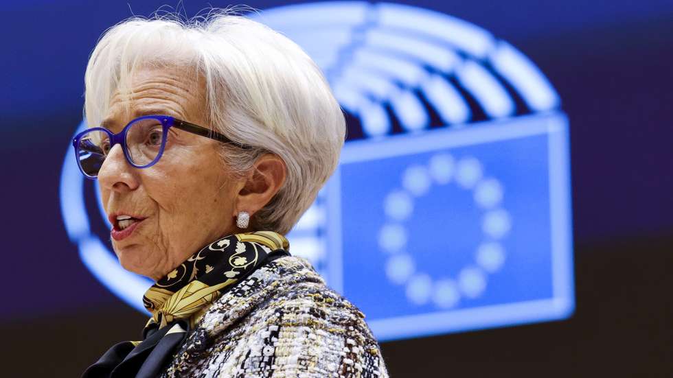 epa08997035 European Central Bank President Christine Lagarde addresses European lawmakers during a plenary session at the European Parliament in Brussels, Belgium, 08 February 2021.  EPA/Olivier Matthys / POOL