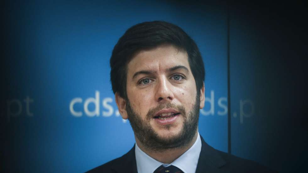 O Presidente do CDS-PP, Francisco Rodrigues dos Santos, intervém durante a reunião do  Conselho Nacional, na sede do partido, em Lisboa, 20 de março de 2021.  RODRIGO ANTUNES/LUSA