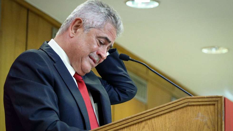 O presidente do Sport Lisboa e Benfica (SLB), Luís Filipe Vieira, durante a conferência de imprensa onde anunciou a sua recandidatura à presidência do clube, que deverá decorrer a 30 de outubro, em Lisboa, 30 de setembro de 2020. ANTÓNIO COTRIM/LUSA