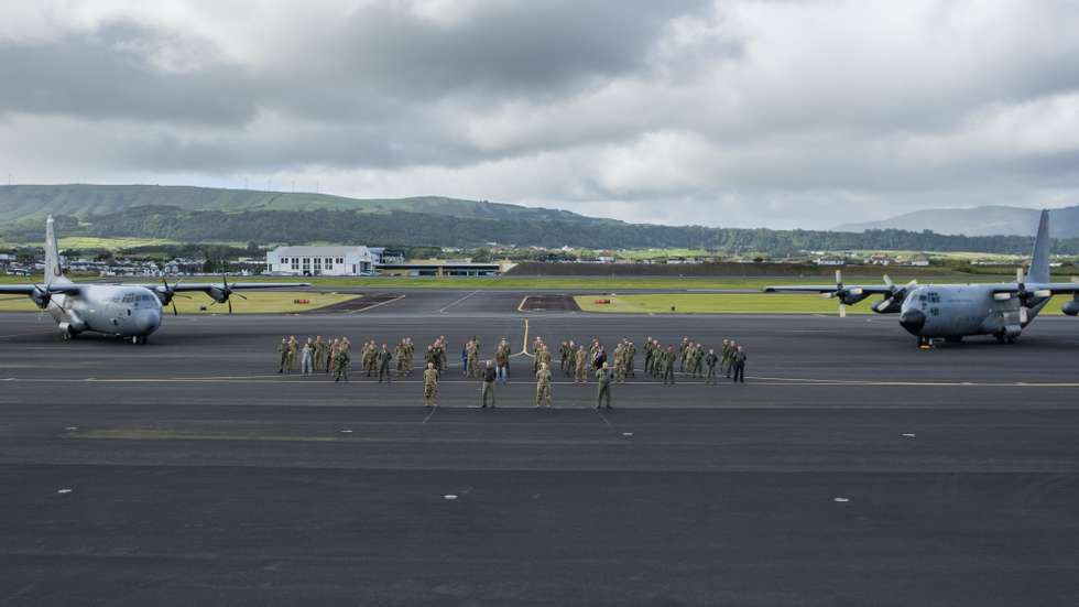 Base das Lajes onde hoje decorreu a cerimónia conjunta com o Destacamento da Força Aérea dos Estados Unidos da América, 65th Air Base Group (65th ABG), para a inauguração oficial de uma &quot;Permanent Lajes Landing Zone (PLLZ)&quot;, Ilha Terceira, Açores, 21 de outubro de 2020. ANTÓNIO ARAÚJO/LUSA