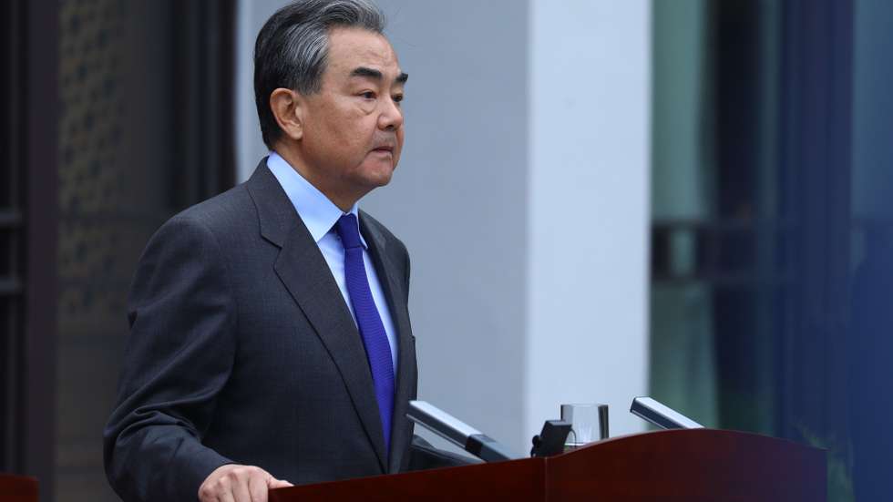 epa09090874 A handout photo made available by the press service of the Russian Foreign Affairs Ministry shows Chinese Foreign Minister Wang Yi attending a joint news conference with his Russian counterpart Sergei Lavrov (not pictured) in Guilin China, 23 March 2021. Russian Foreign Minister is on a working visit to China.  EPA/RUSSIAN FOREIGN AFFAIRS MINISTRY / HANDOUT MANDATORY CREDIT HANDOUT EDITORIAL USE ONLY/NO SALES HANDOUT EDITORIAL USE ONLY/NO SALES