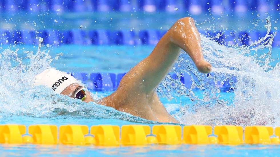 epa07839863 David Grachat of Portugal competes in the men's 400m Freestyle S9 heats during the World Para Swimming Championships at the London Aquatics Centre in London, Britain, 13 September 2019. The event is one of the largest Para Swimming championships and will see nearly 600 swimmers competing.  EPA/HOLLIE ADAMS