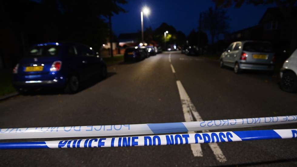 epa09526041 A police cordon at the scene of a crime where MP for Southend West, Sir David Amess, was stabbed to death in Leigh-on-Sea, Britain, 15 October 2021. Amess was reportedly stabbed several times at a church in Leigh-on-Sea while holding a constituency surgery and later died of his injuries.  EPA/ANDY RAIN