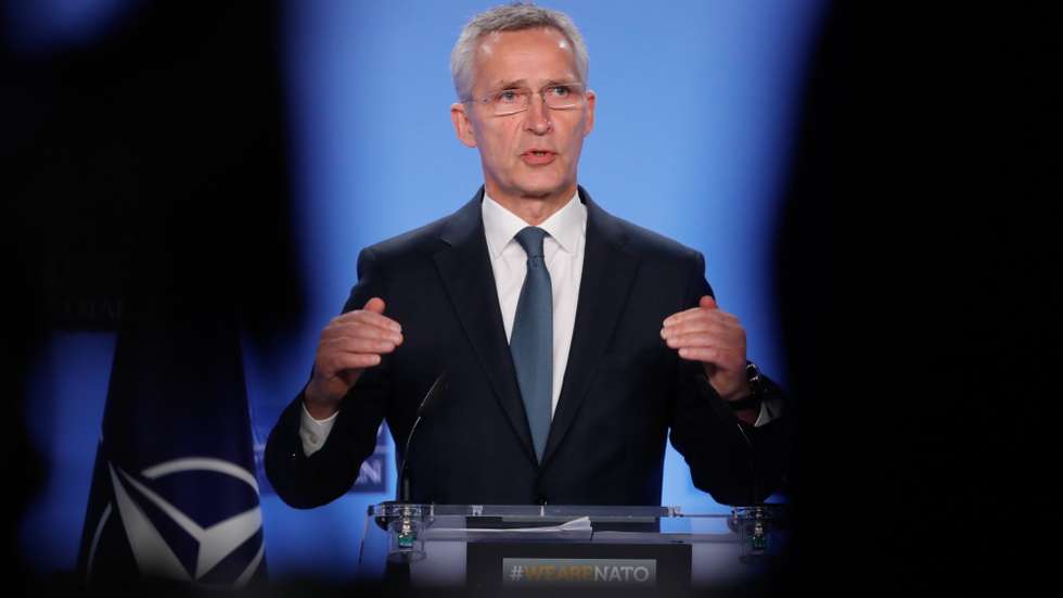 O secretário-geral da NATO, Jens Stoltenberg discursa numa conferência de imprensa em Bruxelas