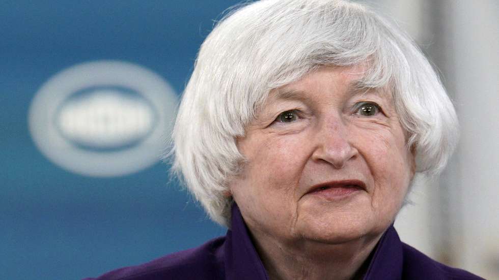 A secretária do tesouro norte-americana Janet Yellen fotografada em Washington, a 8 de fevereiro de 2021