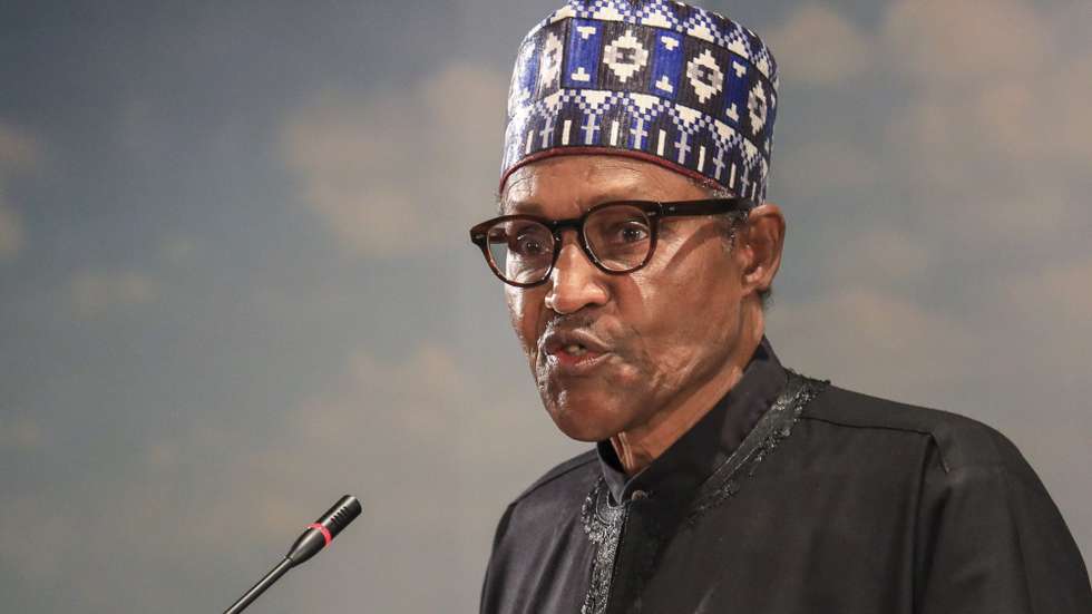 epa09798601 Nigerian President Muhammadu Buhari, speaks during the High-Level Opening Ceremony of the Special Session to commemorate the 50th Anniversary of the UN Environment Programme at the UNEP Headquarters in Nairobi, Kenya, 03 March 2022.  EPA/DANIEL IRUNGU