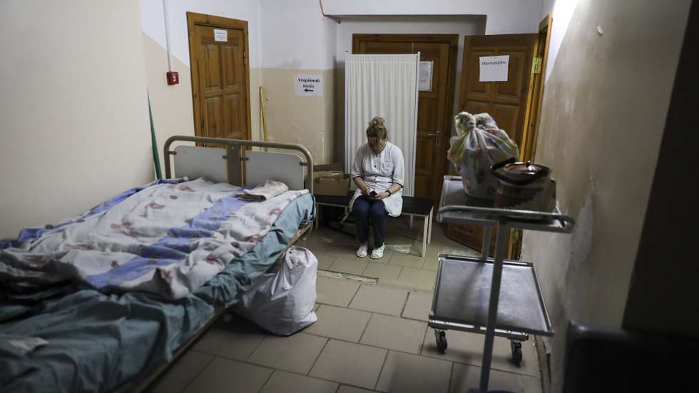 A nurse works on the shelter of the  the Zhytomyr Regional Perinatal Center in Zhytomyr, Ukrain, 20th March 2022. This Center was bombarded on the early morning of 2th of March. Russian troops entered Ukraine on 24 February prompting the country's president to declare martial law and triggering a series of announcements by Western countries to impose severe economic sanctions on Russia. MIGUEL A. LOPES/LUSA