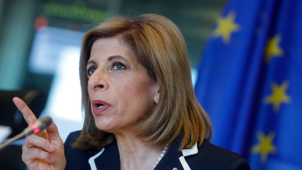 epa09941756 European Commissioner for Health and Food Safety, Stella Kyriakides speaks during a special Committee on the COVID-19 pandemic on the lessons learned and recommendations for the future at the European Parliament in Brussels, Belgium, 12 May 2022.  EPA/STEPHANIE LECOCQ