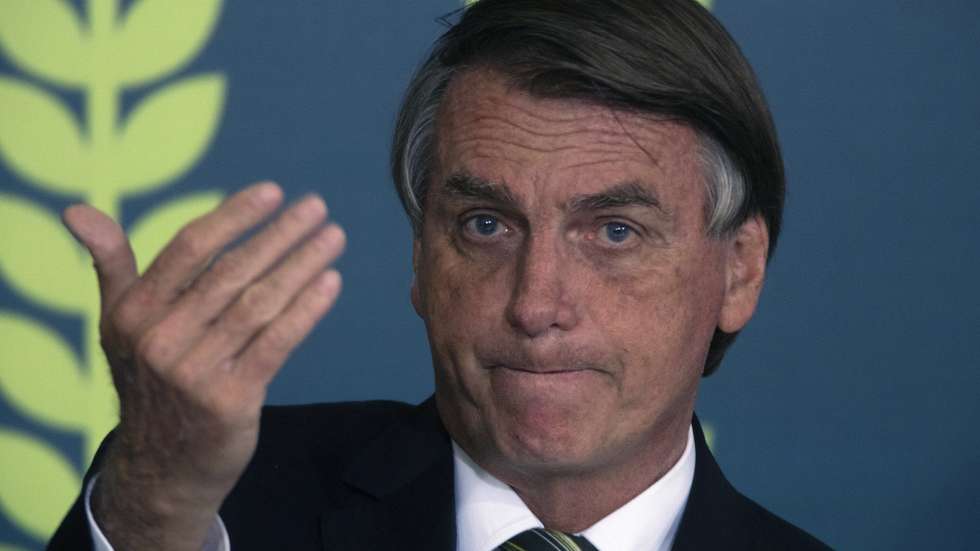 epa10042443 The President of Brazil Jair Bolsonaro participates during the launch of the 2022/2023 Crop Plan, at the Planalto Palace, in Brasilia, Brazil, 29 June 2022.  EPA/Joedson Alves