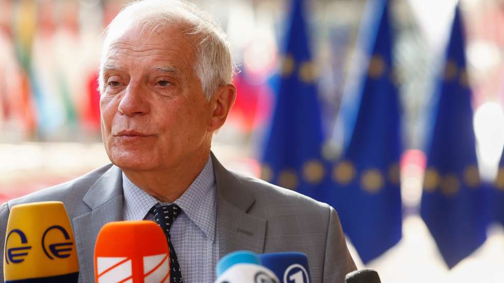 epa10077250 EU High Representative Josep Borrell speaks to the media ahead of a Foreign affairs Council meeting at the European Council in Brussels, Belgium, 18 July 2022. The Foreign Affairs Council &#039;will exchange views on the Russian aggression against Ukraine&#039; and &#039;hold a discussion on relations between the EU and Latin America and the Caribbean&#039; as well as &#039;digital diplomacy&#039;, the European Council announced on their calendar.  EPA/STEPHANIE LECOCQ