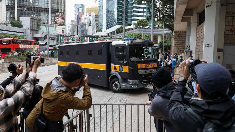 epaselect epa10340516 A Correction Services Department van carrying media tycoon Jimmy Lai Chee-ying arrives at the High Court in Hong Kong, China, 01 December 2022. Lai is being tried under the national security law for conspiracy to print, publish, sell, offer for sale, distribute, display and/or reproduce seditious publications. Hong Kong Chief Executive John Lee Ka-chiu has asked the National Peopleâ€™s Congress (NPC) Standing Committee, Beijingâ€™s top legislative body, to interpret the cityâ€™s national security law after the Court of Final Appeal upheld a decision allowing a British barrister to defend Lai. The trial has been adjourned to 13 December 2022.  EPA/JEROME FAVRE