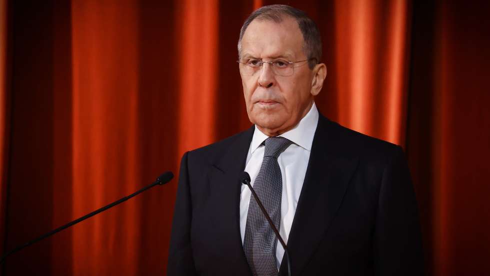 epa10459370 A handout photo made available by Russian Foreign ministry press service shows Russian Foreign Minister Sergei Lavrov delivers his speech during ceremonial meeting during celebration of the Day of the diplomatic worker of Russia in Moscow, Russia, 10 February 2023. No threats or accusations will be able to influence Russia's actions, Foreign Minister Sergei Lavrov said on February 10 during a solemn meeting on the occasion of the Diplomatic Worker's Day. Ahead is the most dangerous and unpredictable decade since the Second World War, the place of Russia and other countries in the world will be determined, Lavrov said.  EPA/RUSSIAN FOREIGN MINISTRY PRESS SERVICE / HANDOUT  HANDOUT EDITORIAL USE ONLY/NO SALES