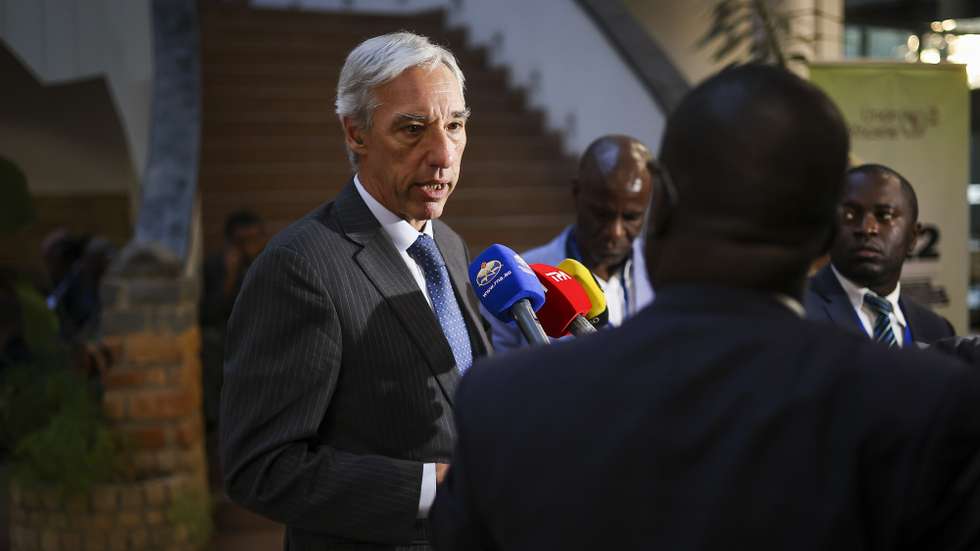 Portugal's Foreigner Affairs Minister Joao Gomes Cravinho addressing the media at the start of the African Union Summit in Addis Ababa, Ethiopia, 17 February 2023. The African Union Summit runs until 19. JOSE SENA GOULAO/LUSA