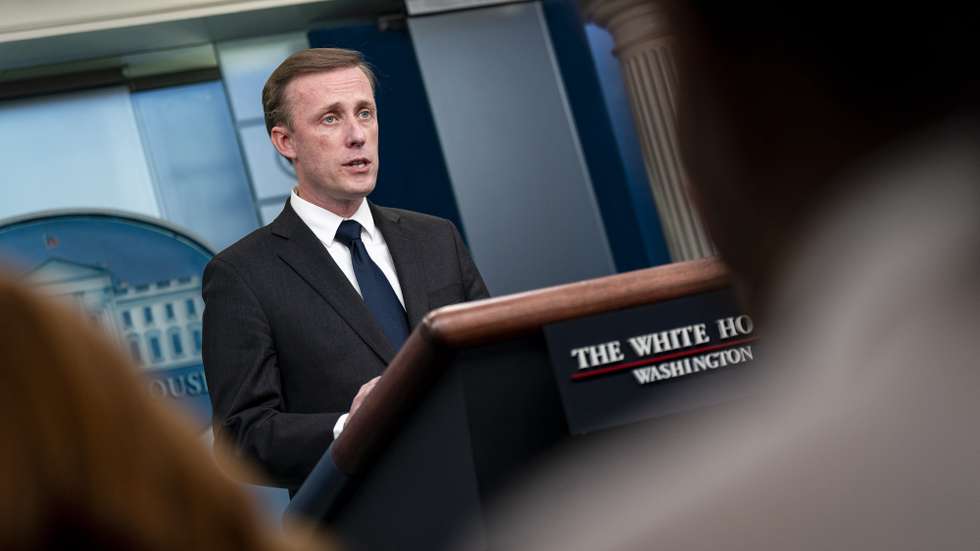 epa10362566 White House national security adviser Jake Sullivan, speaks during a news conference in the James S. Brady Press Briefing Room at the White House in Washington, DC, USA, on 12 December 2022.  EPA/Al Drago / POOL