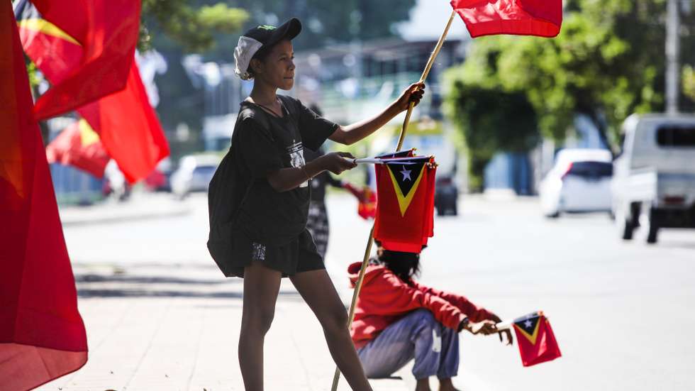 As cores da campanha para as legislativas chegaram a finalmente a Díli, depois de percorrer o país, numa semana crucial que junta a mobilização dos partidos às celebrações da Restauração da Independência de Timor-Leste. Dili, 14 de maio de 2023. (ACOMPANHA TEXTO DO DIA 15 DE MAIO DE 2023). ANTÓNIO SAMPAIO/LUSA