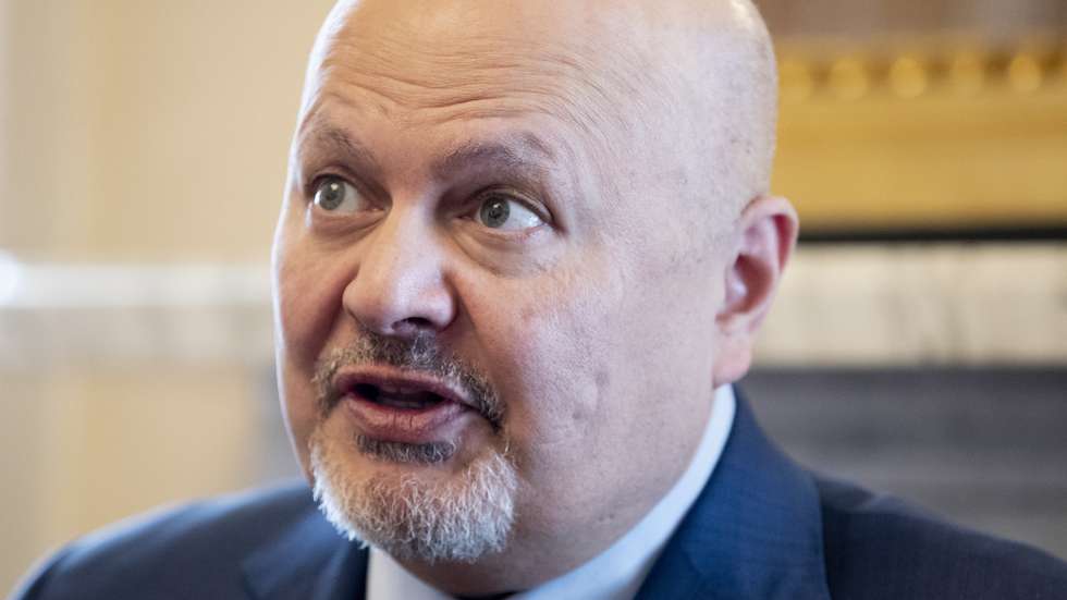 epa10619487 International Criminal Court (ICC) Chief Prosecutor Karim Khan speaks during a meeting with US senators on Capitol Hill in Washington, DC, USA, 10 May 2023. The meeting was held for Khan to provide an update on the ICC investigation into atrocities committed in Ukraine during the ongoing invasion by Russia.  EPA/MICHAEL REYNOLDS