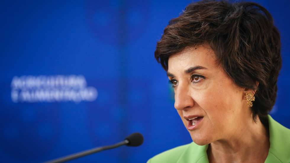 A ministra da Agricultura e da Alimentação, Maria do Céu Antunes, usa da palavra durante uma conferencia de imprensa conjunta com ministro da Agricultura, Pescas e Alimentação de Espanha, Luís Planas Puchades (Ausente na Imagem) após o encontro de apresentação das prioridades espanholas durante a presidência do Conselho Europeu e, também, uma análise de questões comuns a ambos os países, nomeadamente, a situação de seca na Europa, em Lisboa, 24 de Maio de 2023. RODRIGO ANTUNES/LUSA