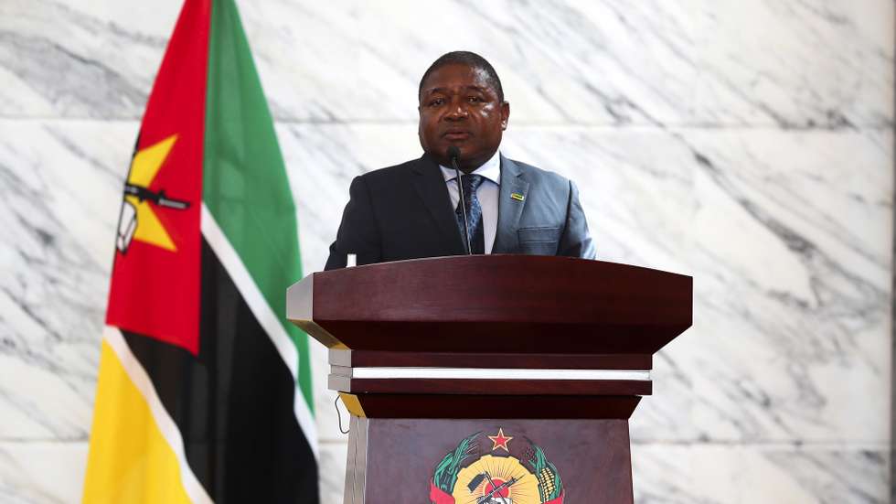 epa10608506 Mozambique&#039;s President Filipe Nyusi attends a press conference with Japan&#039;s prime minister after a meeting at the Presidential Palace in Maputo, Mozambique, 04 May 2023. The prime minister of Japan ends in Maputo his first visit to Africa, on a tour that included Egypt, Ghana, and Kenya, with an entourage of Japanese entrepreneurs.  EPA/LUISA NHANTUMBO