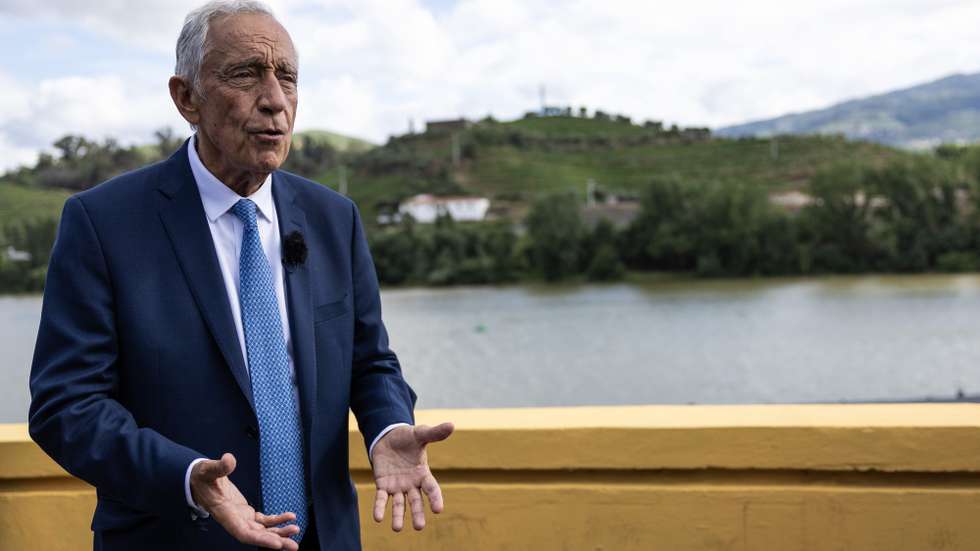 O Presidente da República, Marcelo Rebelo de Sousa, grava uma mensagem para emigrantes no Luxemburgo apartir do Peso da Régua, no início das comemorações oficiais do Dia de Portugal, de Camões e das Comunidades Portuguesas, Régua, 09 de junho de 2023. JOSÉ COELHO/LUSA