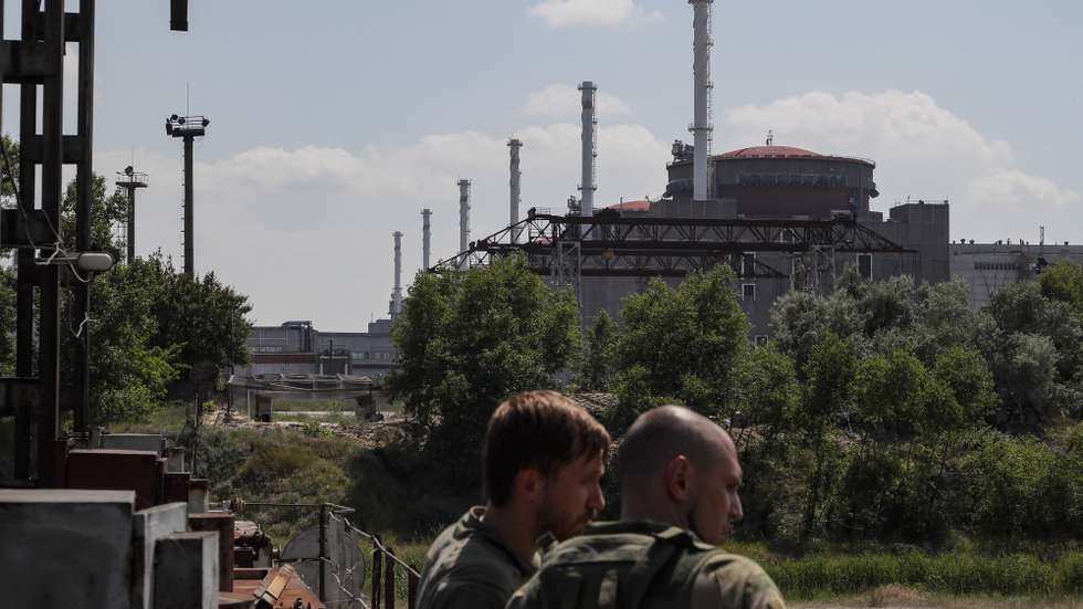epa10693169 A picture taken during a visit to Enerhodar organised by the Russian Defence ministry shows a general view of the Zaporizhzhia Nuclear Power Plant in Enerhodar, southeastern Ukraine, 15 June 2023. The Zaporizhzhia Nuclear Power Plant can still continue to draw water from the Kakhovka reservoir, the IAEA reports. Grossi said that after the destruction of the Kakhovka hydroelectric power station, a situation may arise when the water from the Kakhovka reservoir will not be enough to cool the reactors of the Zaporozhye nuclear power plant. According to him, in this case, the reactors can be damaged, which threatens with the onset of radiological consequences. The water level in the reservoir near the Zaporizhzhya TPP has dropped to 11.27 meters and continues to decline.  EPA/SERGEI ILNITSKY