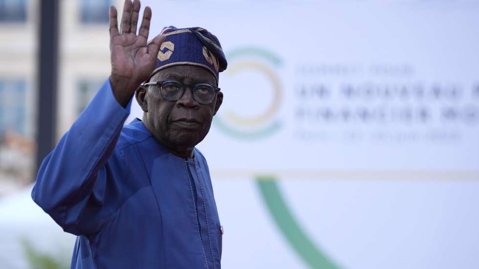 epa10707566 Bola Tinubu, President of Nigeria, arrives for the closing session of the New Global Financial Pact Summit, Paris, France, 23 June 2023. The two-day summit aimed at seeking better responses to tackle poverty and climate change issues by reshaping the global financial system.  EPA/Lewis Joly / POOL MAXPPP OUT