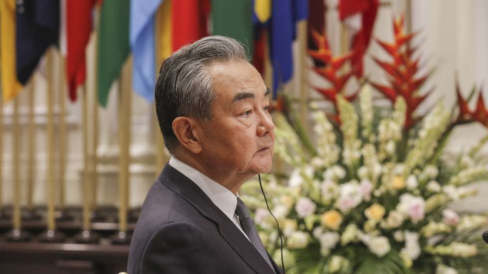 epa10740994 Director of the Office of the Foreign Affairs Commission of the Communist Party of China (CPC) Central Committee, Wang Yi attends a trilateral meeting between Indonesia, Russia and China on the sideline of the Association of Southeast Asian Nations (ASEAN) Foreign Ministers’ Meeting in Jakarta, Indonesia, 12 July 2023. Indonesia is hosting the 56th ASEAN foreign ministers’ meeting and related meetings on 08 to 14 July.  EPA/BAGUS INDAHONO