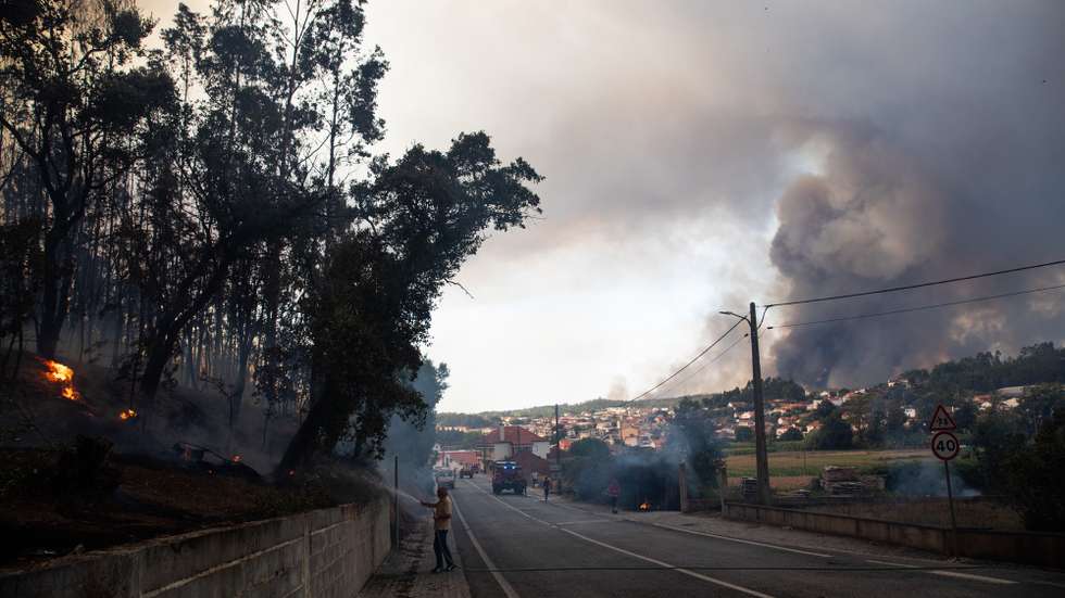 Bombeiros combatem um incêndio nas localidades de Caldelas e Caranguejeira no concelho de Leiria, 7 de agosto de 2023. PAULO CUNHA/LUSA