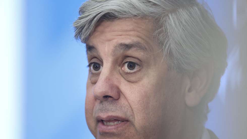 O governador do Banco de Portugal, Mário Centeno, intervém durante a conferência "Sentido e Limites da Função Sancionatória no Banco Central - Legalidade e Oportunidade", no Museu do Dinheiro, Lisboa, 17 de outubro de 2023. CARLOS M. ALMEIDA/LUSA