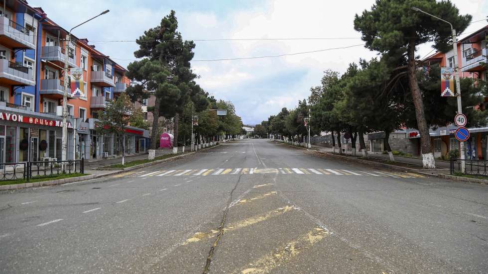 epa10912980 A view of an empty street in Stepanakert, known also as Khankendi, the former regional capital of Nagorno-Karabakh, Azerbaijan, 10 October 2023 (issued 11 October 2023). Before Azerbaijan's military offensive last September, Nagorno-Karabakh's population was estimated at 120,000. After a military defeat by Azerbaijan followed by a mass exodus of nearly the entire region's population of ethnic Armenians, the enclave will 'cease to exist' as a self-proclaimed state from 01 January 2024, the region's separatist leader Samvel Shakhramanyan announced on 28 September 2023, after signing a decree to dissolve all its institutions. The territory, internationally recognized as part of Azerbaijan, has been at the center of a decades-long conflict between Armenia and Azerbaijan.  EPA/STRINGER