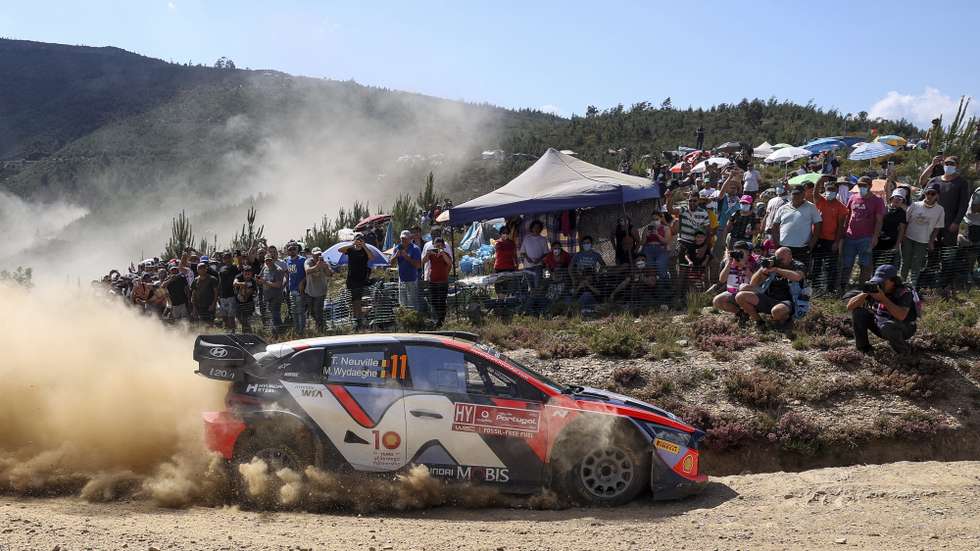 Thierry Neuville of Belgium drives his Hyundai i20 N Rally 1 hybrid during the SS8/Arganil of the Rally Portugal 2024 as part of the World Rally Championship (WRC) in Arganil, Portugal, 10 May 2024. PAULO NOVAIS/LUSA
