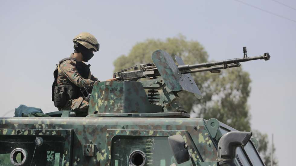 epa11434940 A Houthi soldier mans a machine gun on an armored personnel carrier while on patrol in Sana'a, Yemen, 24 June 2024. Yemen's Houthis have intensified their missile and drone attacks against maritime shipping routes in the Red Sea and the Gulf of Aden in the last two weeks, in solidarity with the Palestinians in the context of the armed conflict that began in October 2023 between Israel and Hamas in the Gaza Strip. The Houthis' leader, Abdul-Malik al-Houthi, has asserted his group's responsibility for targeting some 153 ships since November 2023 in a heightened maritime campaign to disrupt US, UK and Israeli-linked vessels.  EPA/YAHYA ARHAB